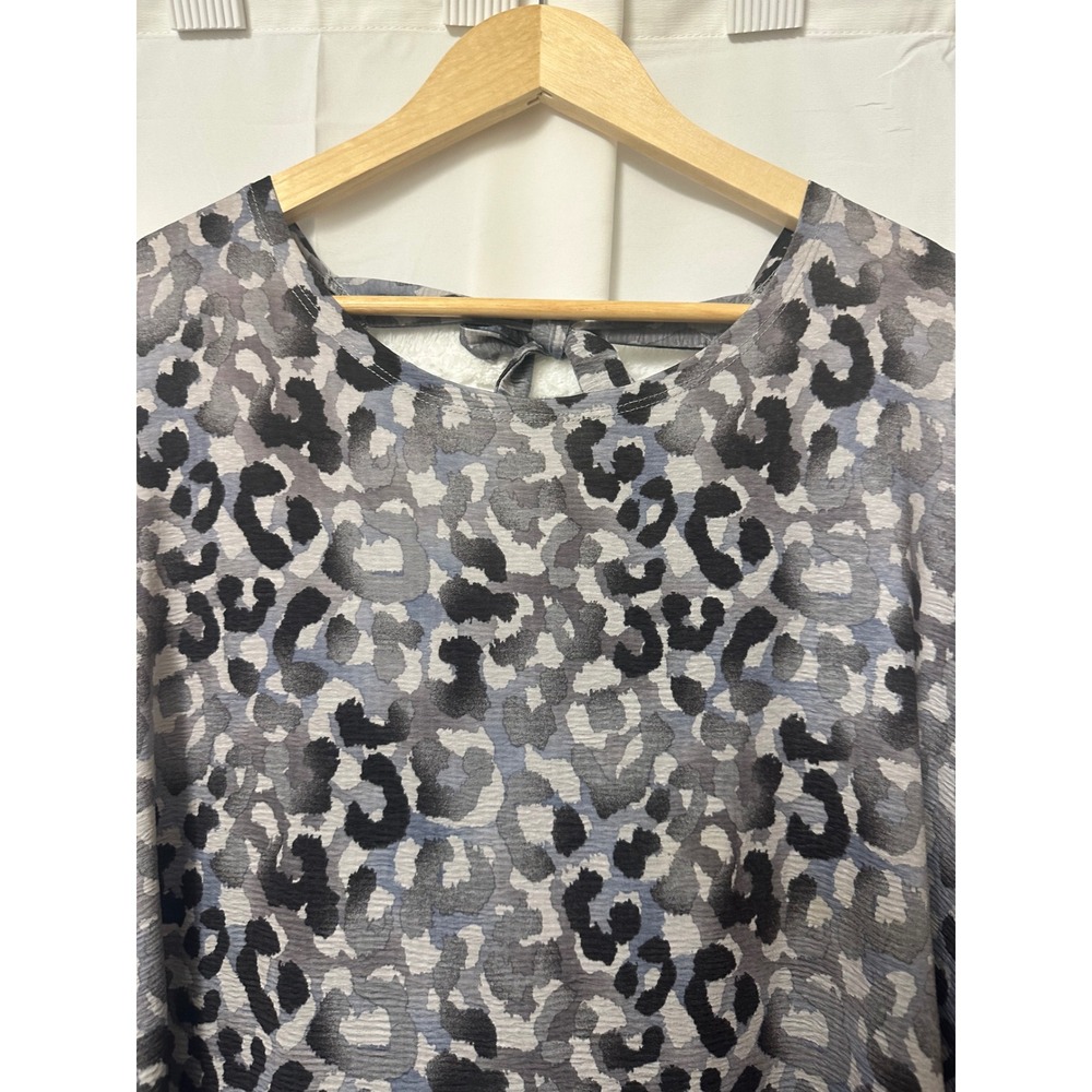 Clara Sunwoo Leopard Print Sharkbite Hem Tunic Top Purple Black 2X Made in USA - Picture 4 of 7